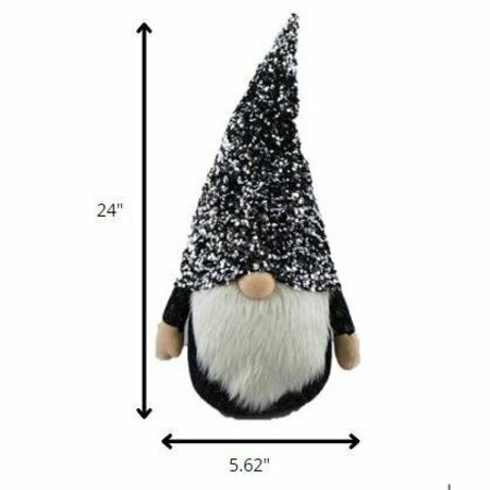 Homeroots 24 in. Glittery Black & White Sparkle Gnome 399304